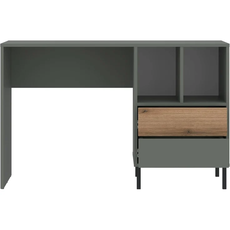 Lomadox Jugendzimmer-Set PARMA-129, (Sparset, 5-tlg, Kleiderschrank Schreibtisch Wandpaneel Kommode Bettgestell), in grau-grün mit Eiche Nb, 90x200 cm Liegefläche – Bild 4