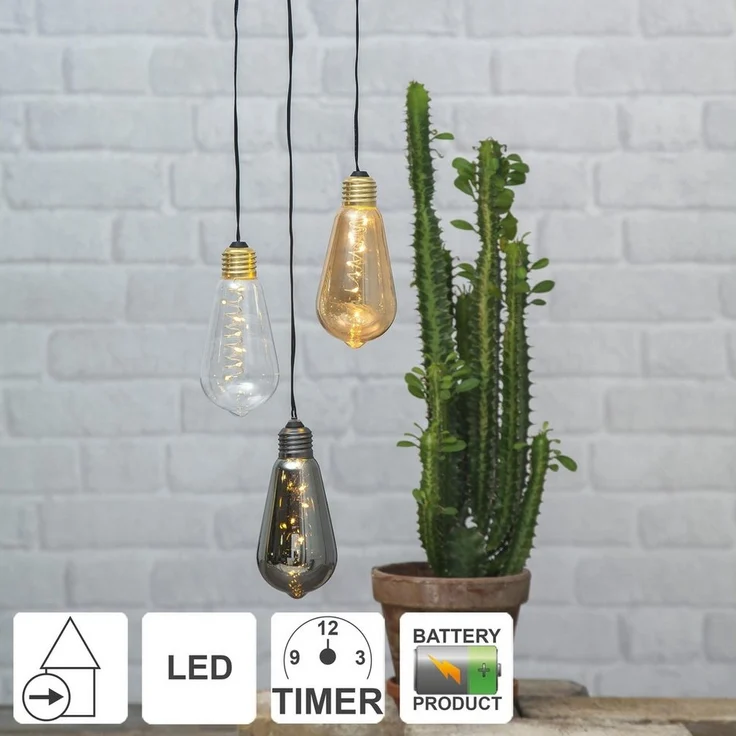 LED-Deko-Licht "Glow", 5 warmw. LED, Amber-Glas – Bild 2