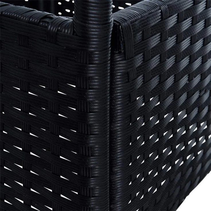 Beistelltisch Tisch Polyrattan Gartentisch Rattan Balkontisch Rund Schwarz – Bild 7