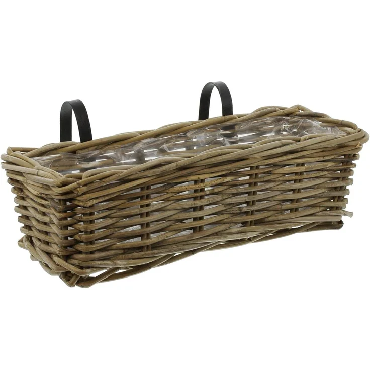 Balkonpflanzer Rattan mittel Blumenkasten Pflanzkorb Pflanzschale Blumentopf – Bild 1