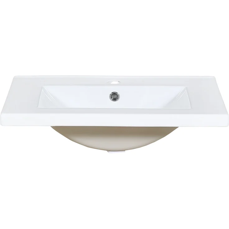 Badezimmerschrank 61 x 47 x 87 cm in Weiß mit Keramikwaschbecken und Soft-Close-Türen – Bild 8
