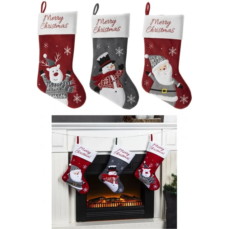 XXL Nikolausstiefel Nikolausstrumpf Weihnachtsdeko 45cm 54726 Schneemann_54726
