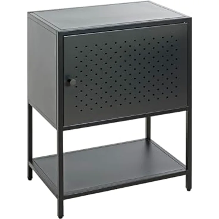 XXXL Nachtschrank, Schwarz, Metall, 45x60x30 cm, Drehtüren, Typenauswahl