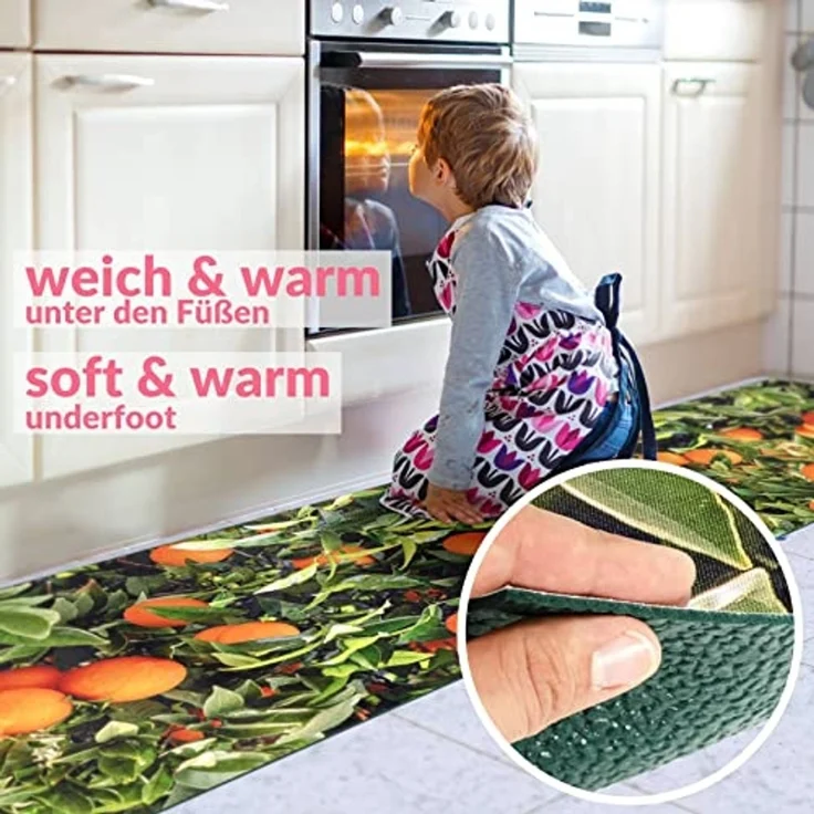 ANRO Küchenläufer Hochwertig GreenLine Flurläufer Teppichläufer Textil, Eckig, Bodenläufer 100x52cm Orangen Natur pflegeleicht – Bild 7