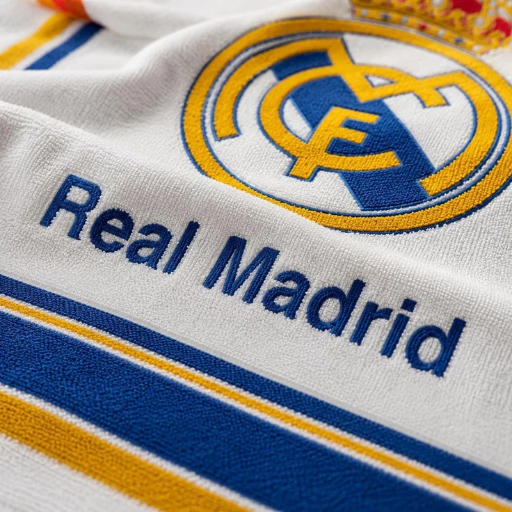 Real Madrid Strandtuch Weiß Badetuch Handtuch Baumwolle 70 × 140 cm – Bild 2