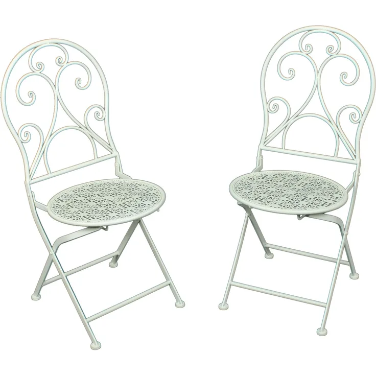 2er Set Metall Klappstuhl Balkon Stuhl Stühle Garten Balkon Vintage Landhaus