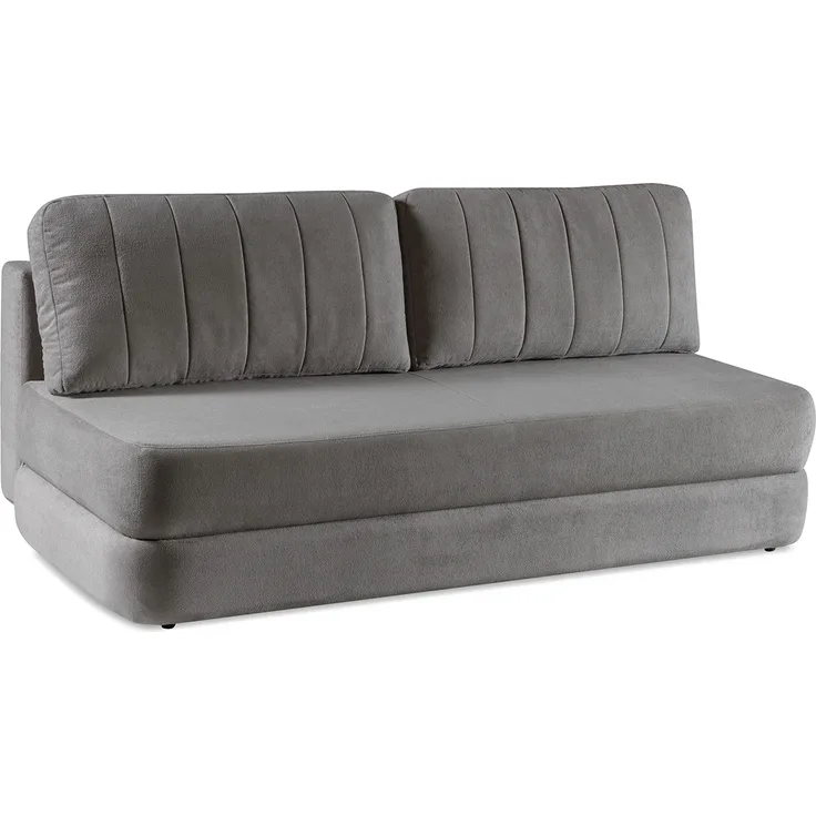 MEBLINI Sofa mit Schlaffunktion – ORBIS – 211x103x93cm – Grau Plüsch – Schlafcouch Ausziehbar - Schlafsofa mit Bettkasten - Sofabett - Couch mit Schlaffunktion – Klappsofa