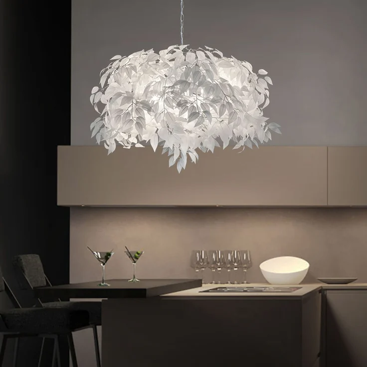 RGB LED Hängeleuchte, Blätter Design, weiß, 70 cm – Bild 10