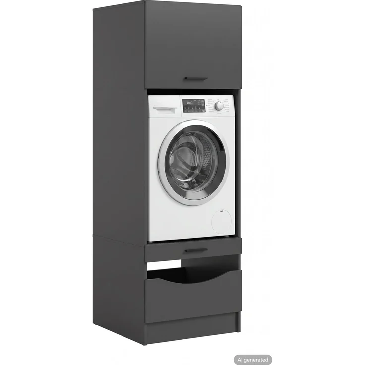 Waschmaschinenschrank (B/H/T: 66x195x68 cm) in anthrazit Nachbildung – Bild 1