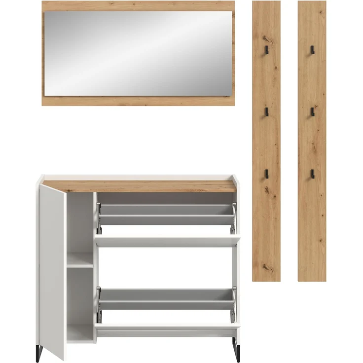 Garderobenkombination B/H/T: 192x172x32 cm in weiß Nachbildung und Artisan Oak Nachbildung – Bild 3