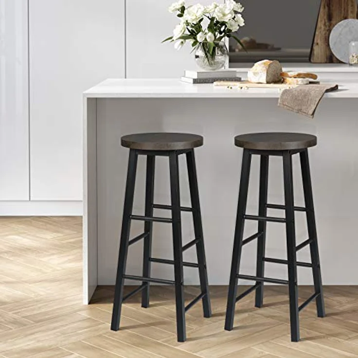 WOLTU Barhocker 4er Set mit Fußstütze, 71 cm Hohe Barstuhl aus Stabilem Metallgestell, Einfache Montage - für Küche, Bartheke und Esszimmer - Schwarz+Rostfarbe – Bild 5