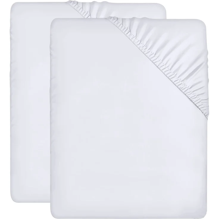 Utopia Bedding - 2er Set Spannbettlaken 90x200 cm - Weiß - Gebürstete Mikrofaser Spannbetttuch - 35 cm Tiefe Tasche