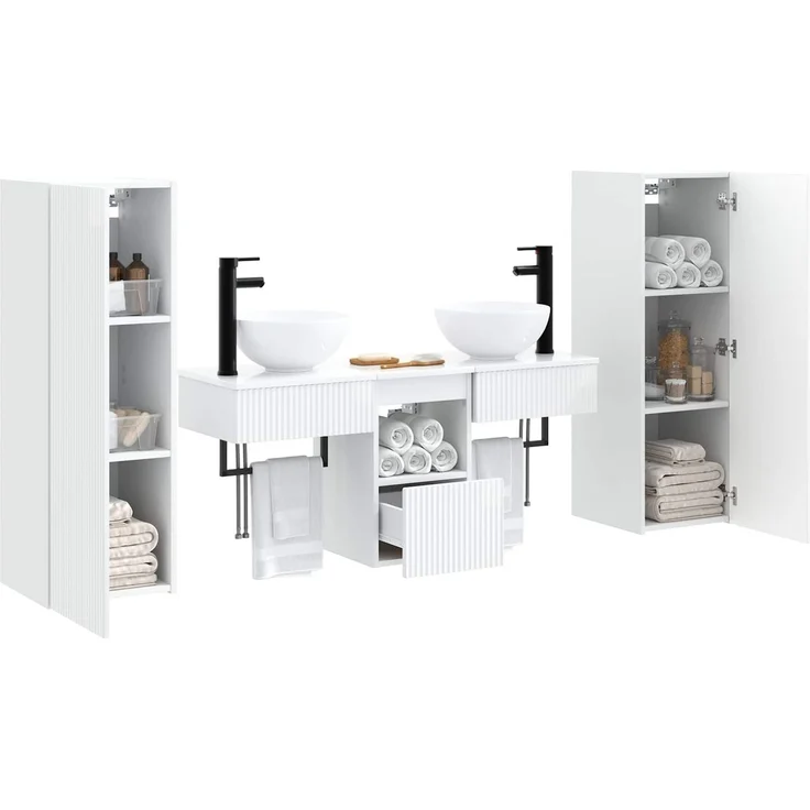 vidaXL Badezimmerschrank-Set 5 stk. Hochglanz-Weiß 33 x 34,5 x 100 cm 3405967 – Bild 3