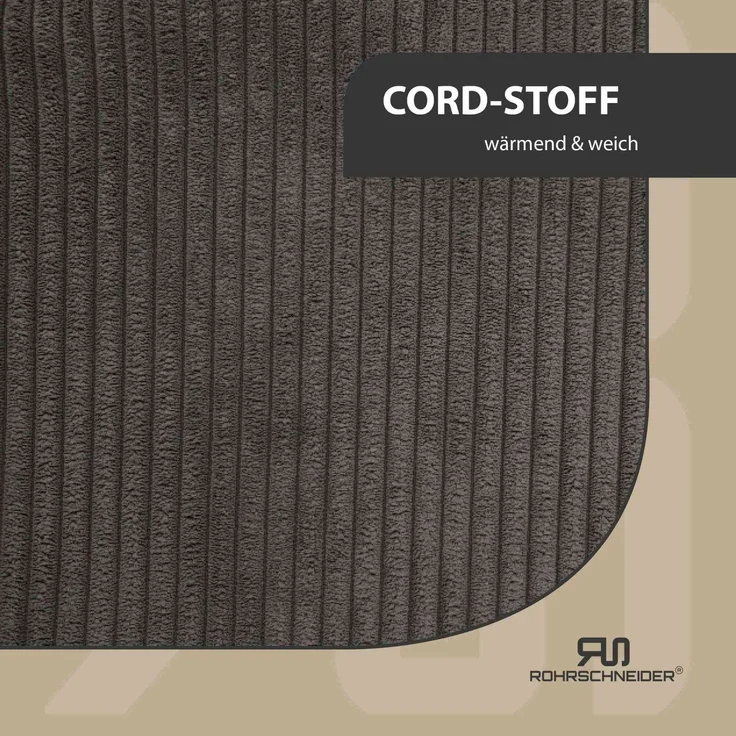 ROHRSCHNEIDER Hundebett - Cord, Hundekorb, Tierbett, Wendekissen, Bezug waschbar, rutschfest Grau 15x55x42cm – Bild 4