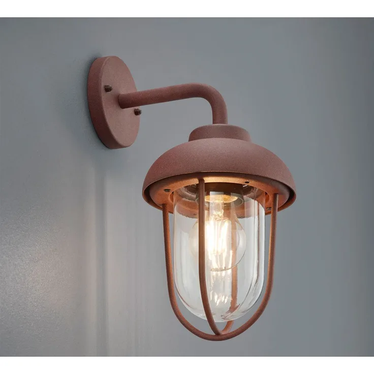 Vintage LED Außenwandleuchte Laterne in Rostoptik - Fassadenbeleuchtung