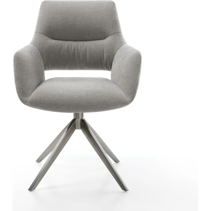 Drehstuhl Yago-Flex mit Armlehnen Strukturstoff Soft Grau Kreuzgestell breit Graphit 360° drehbar Wippfunktion Taschenfederkern – Bild 2