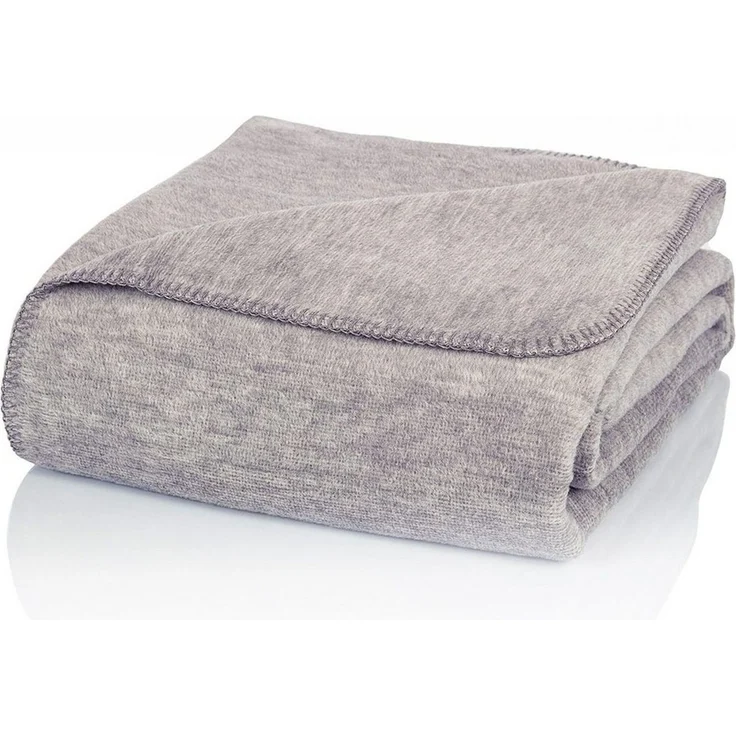 Wolldecke U1GM Kuscheldecke Baumwolle, Grau-Meliert, 130x170cm Sofadecke weich, Glart – Bild 2
