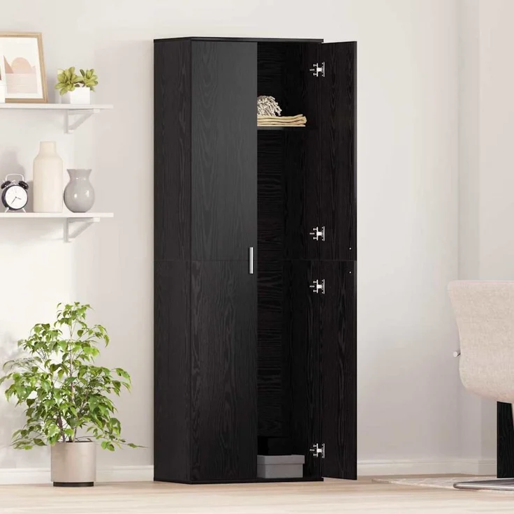 vidaXL Highboard Schwarz Eichen-Optik 60 x 35 x 180 cm Holzwerkstoff 3365569 – Bild 4