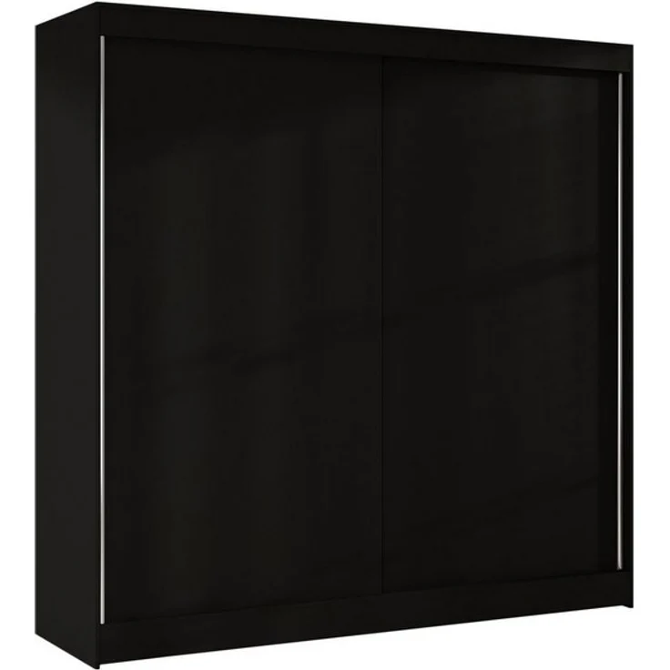 Kleiderschrank Basti X 200 cm - Schwebetürenschrank mit Kleiderstange und Einlegeboden, Schlafzimmerschrank mit 2 Türen, Schiebetürenschrank 200x215x58 cm (Schwarz) – Bild 4