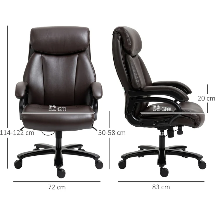 Bürostuhl mit weicher Polsterung, höhenverstellbar & Wippfunktion, 72x83x114-122 cm, Braun – Bild 3