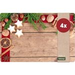 matches21 HOME & HOBBY Platzset Abwaschbare Tischsets 4er Set Weihnachten Gewürze & Holz-Optik, (4-St), Platzsets als Tisch-Untersetzer und Tisch-Deko für Esstisch Teller