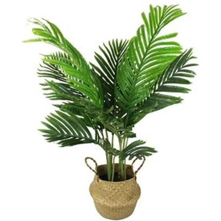 Kunstpalme künstliche Palme 90 cm mit Seegraskorb künstliche Pflanze Palme, Arnusa, Höhe 90 cm, wie echt mit stilvollen Übertopf – Bild 6