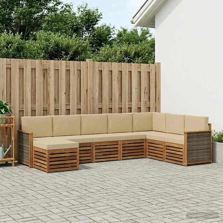 vidaXL Outdoor-Sofagarnitur 8 stk. 8-Sitzer Natur und Beige 3384709 – Bild 1