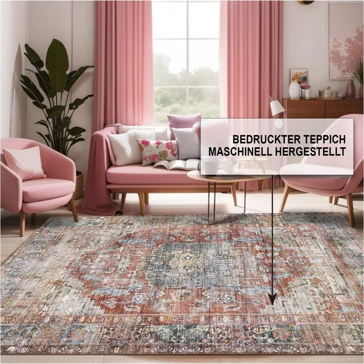 Bamyum Teppich Tolas Teppich mit Chenille-Druck, Waschbarer, Antibakteriell – Bild 2