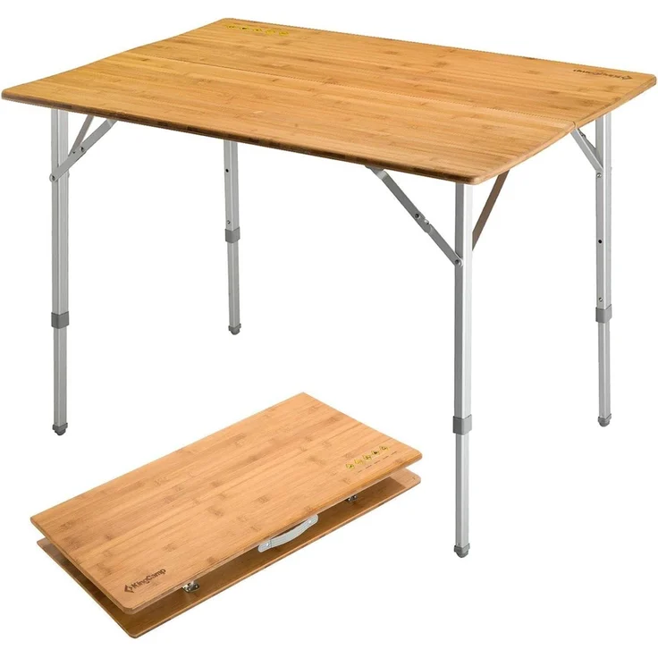 Klapptisch Bambus höhenverstellbar Camping Garten 120x70cm UV-Schutz – Bild 1