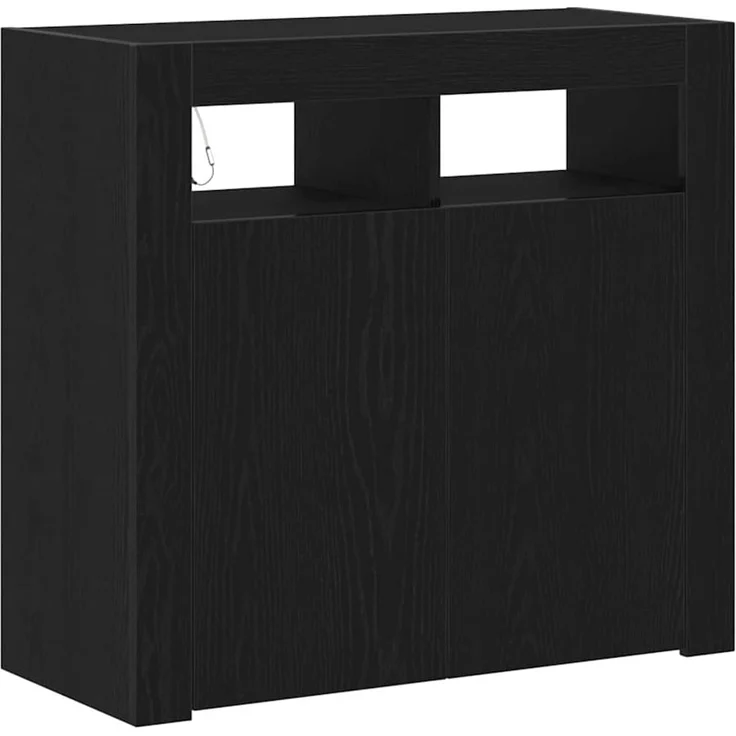 vidaXL Sideboard Schwarz Eichen-Optik 80 x 35 x 75 cm Holzwerkstoff 862568 – Bild 1