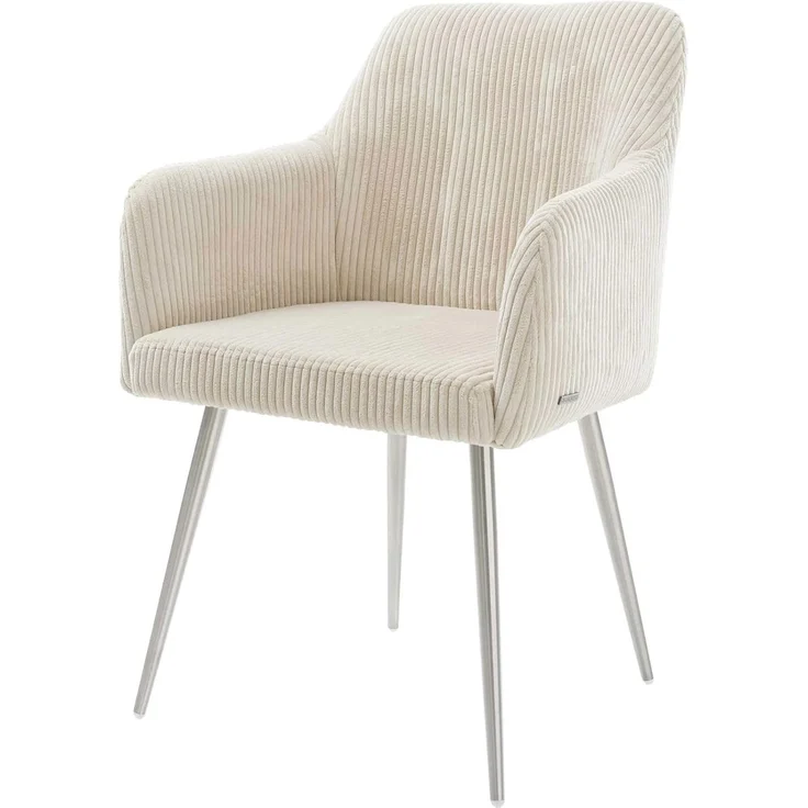 Esszimmerstuhl Greg-Flex Cord Beige 4-Fuß konisch Edelstahl Taschenfederkern – Bild 1