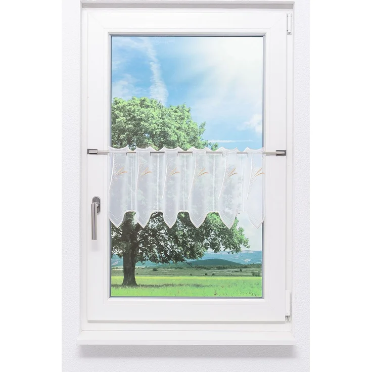Scheibengardine Plauener Spitze - Strelitzia (Bx H) 98.40cm * 30cm Beige/weiß-beige – Bild 1