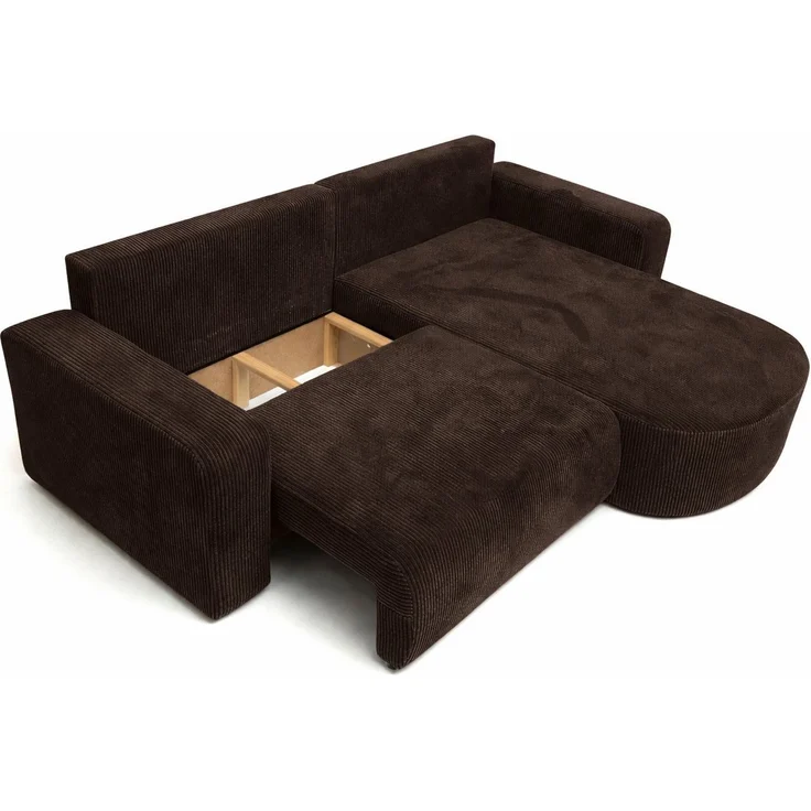 Kaiser Möbel Ecksofa mit Schlaffunktion für Wohnzimmer, Cordstoff Poso, ROUND ONE, abgerundete Form, Liegefunktion, Stauraum, modernes Design – Bild 4