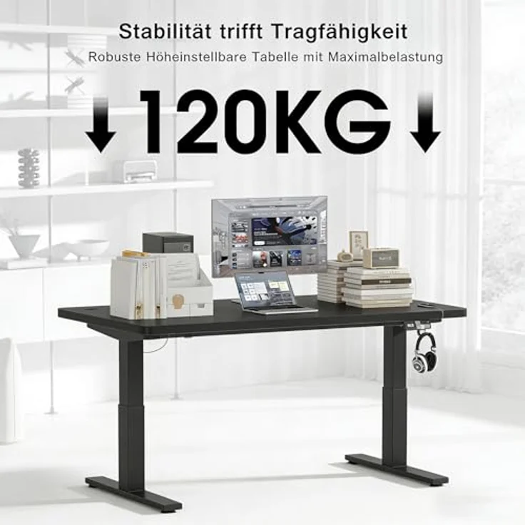 Devoko Höhenverstellbarer Schreibtisch 160x80 cm elektrisch, Höhenverstellung 71-121 cm mit Smart Control, 120 kg Tragkraft, für gesundes Arbeiten – Bild 7