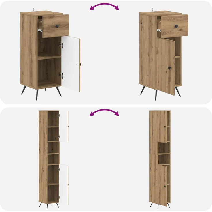 vidaXL 3-teiliges Badezimmer-Schranksystem BREDA Artisan-Eiche 3417890 – Bild 8