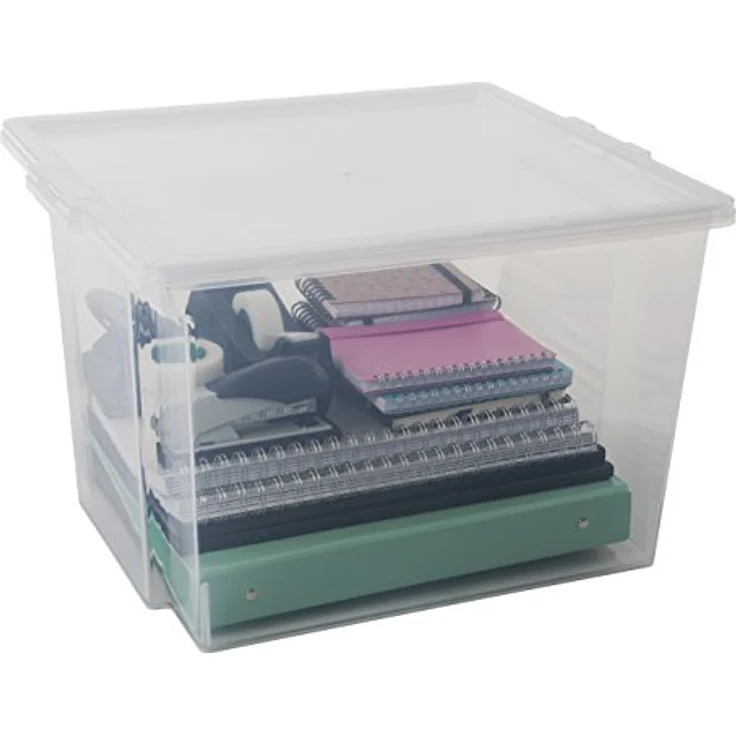 Iris Ohyama Vielseitige Aufbewahrungsbox mit Deckel, Stapelboxen, 30L, 6er-Set, Transparent, Stapelbar, Plastik, Für Schrank, Regale, Organisation, Kleidung, Bettlaken, Plastikbox mit Deckel, USB-M – Bild 9