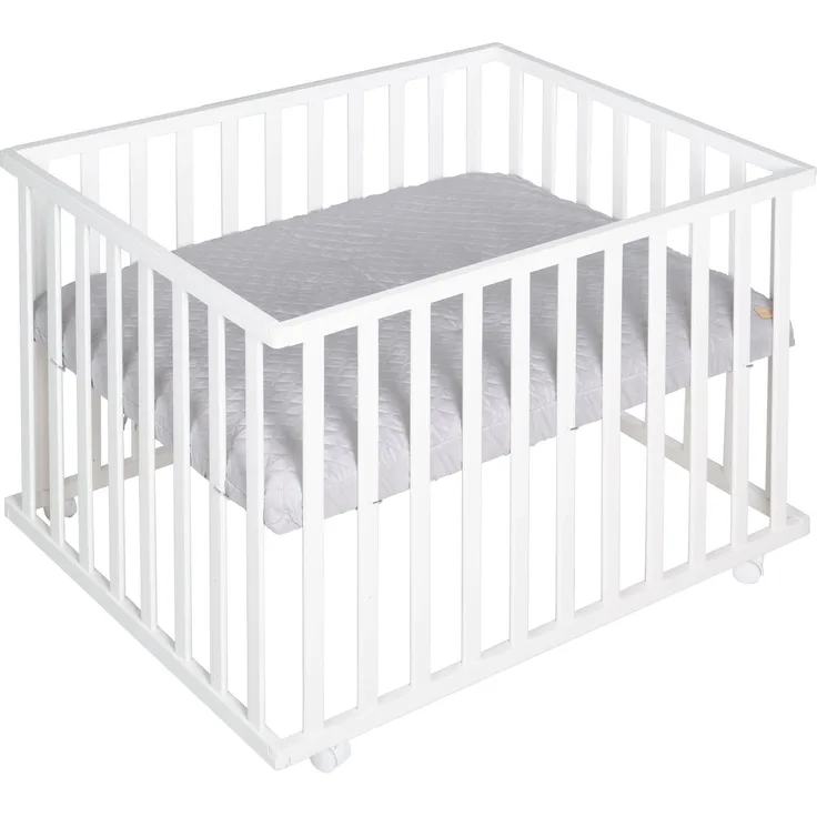 roba Laufgitter 'roba Style' 75 x 100 cm - inkl. grauer Einlage - 3-fach höhenverstellbar - Weiß