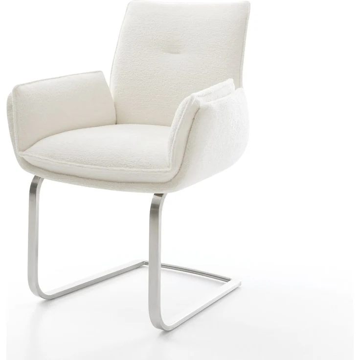 Freischwinger Nela-Flex Bouclé Soft Beige Freischwinger flach Edelstahl – Bild 1
