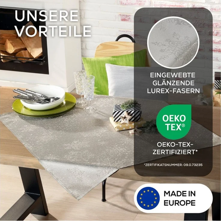Beautex Tischdecke Lurex Tischdecke Weihnachten, Silber Gold glänzend, Weihnachtstisch (1-tlg) – Bild 4