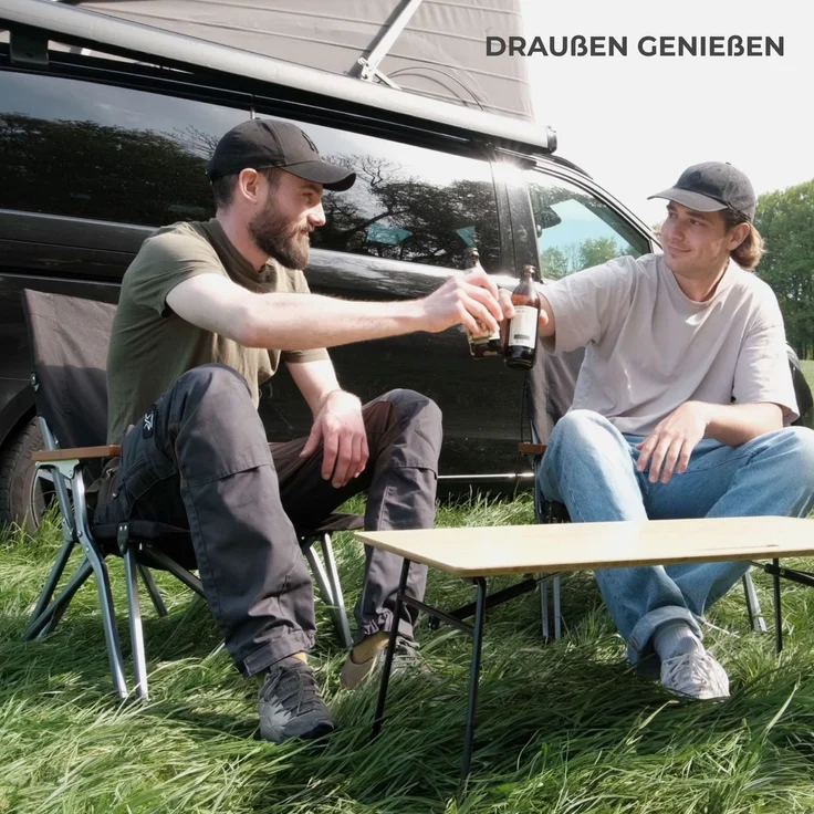 osoltus Faltsessel Lounge Low Campingstuhl Bergen Alu eloxiert Schwarz – Bild 2