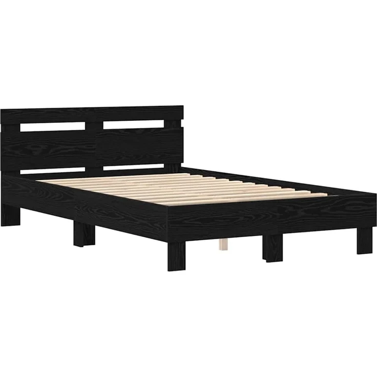 vidaXL Bettrahmen Schwarz Eichen-Optik 120 x 190 cm Holzwerkstoff 3333959 – Bild 4