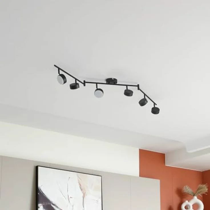 Lindby Strahler Jyla, 6-flammige Deckenlampe in Schwarz aus Metall mit GX53 Fassung für Arbeitszimmer und Wohnräume – Bild 3