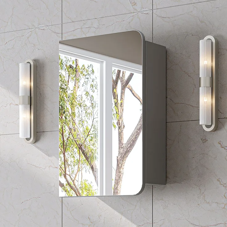 Roomart LYCIA-50 Badmöbel - nur Spiegelschrank - H 60 x B 16 x T 45 cm • Grau