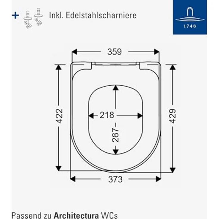 Villeroy & Boch Architectura WC-Sitz SlimSeat, Toilettendeckel mit Absenkautomatik, abnehmbarer Toilettensitz aus bruchsicherem Duroplast, Klodeckel Original Ersatzteil, D-Form, Weiß Alpin, glänzend – Bild 8