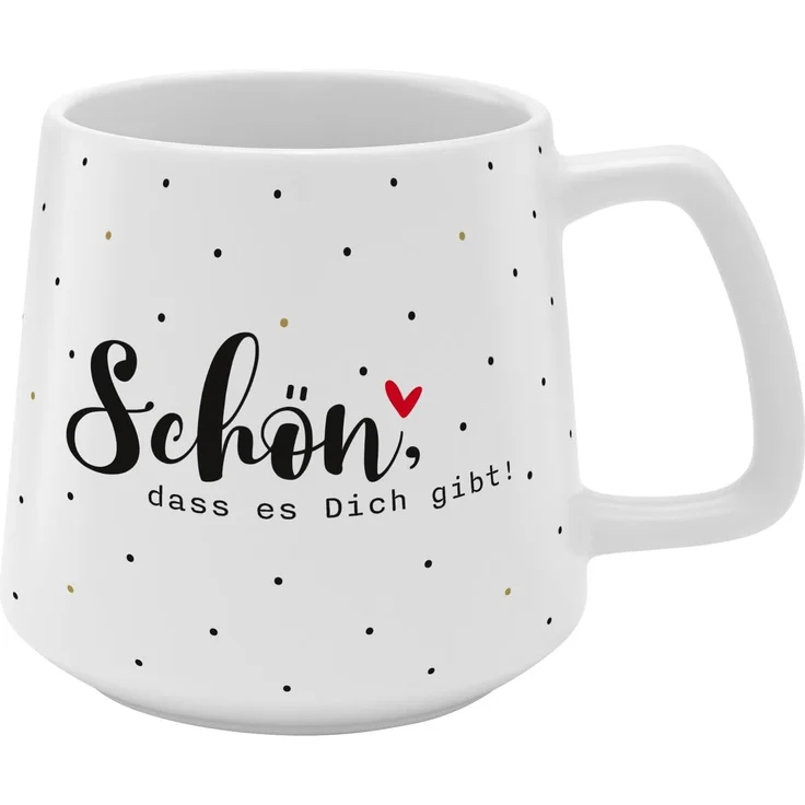 GRUSS & CO Tasse konisch "Schön, dass es dich gibt" | Steinzeug, 43 cl, mehrfarbig | Geschenk Freunde, Geburtstag, Ostern | 48993 – Bild 1