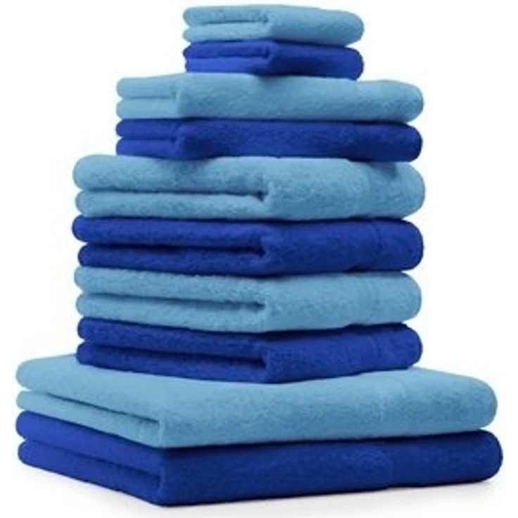 Betz Handtuch Set 10-TLG. Handtuch-Set Premium Farbe Royalblau & Hellblau, 100% Baumwolle, (10-tlg) – Bild 6