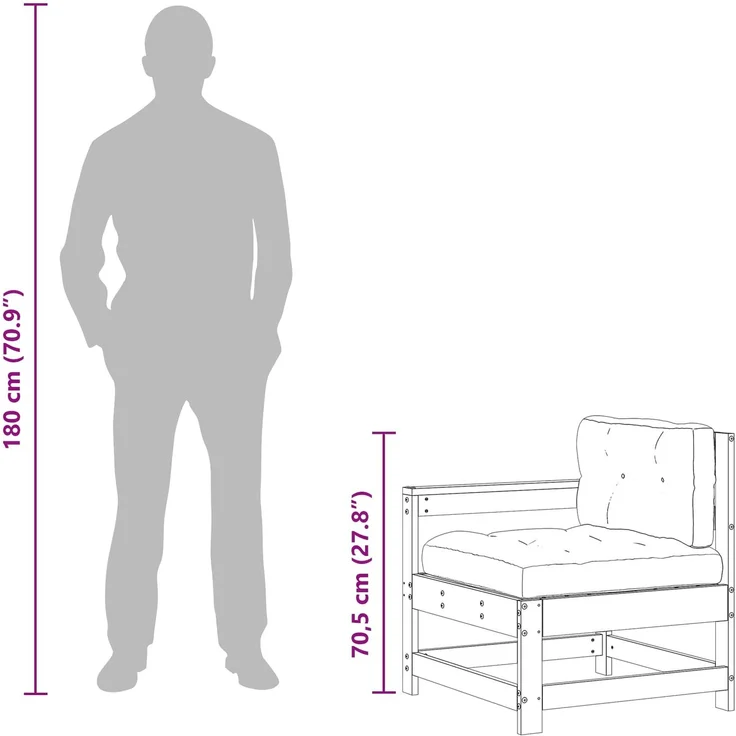 vidaXL 2 Stück Gartenecksofa Massives Kiefernholz Wachsbraun 865536 – Bild 11