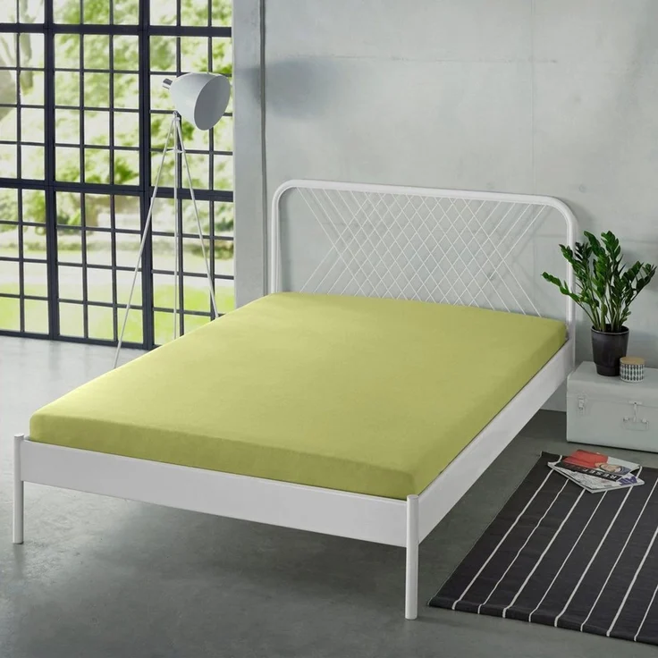 Erwin Müller 'Freising' Spannbettlaken, Gummizug: Rundumgummi, 1 Stück, Elasthan-Jersey-Stretch Uni, Lindgrün, Spannbettlaken | 80x200 - 80x220 cm – Bild 3