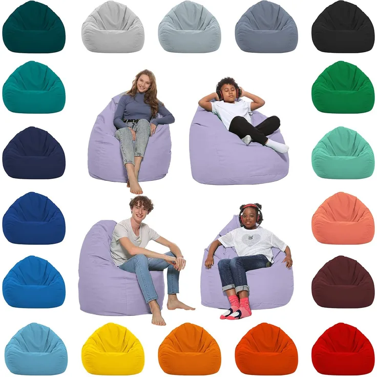 HomeIdeal - Sitzsack XXL Bodenkissen für Erwachsene & Kinder - Geeignet für Gaming oder Entspannen - Indoor wie Outdoor da er Wasserfest ist - mit EPS Perlen, Farbe:Flieder, Größe:XXL