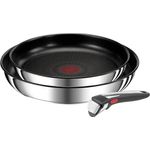 Tefal L97490 Ingenio Preference On 3-teiliges Pfannenset | stapelbar | Antihaftversiegelung | induktionsgeeignet | Thermo-Signal Temperaturanzeiger | Schwarz/Edelstahl, Groß